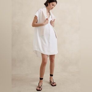 Banana Republic Elegant White linen Popover mini Dress size xs